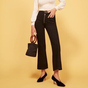 Reformation / Black Mid Rise Front Zip Elle Jeans / Size 28